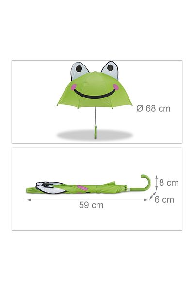 Relaxdays Children's umbrella with 3D motif, frog, Relaxdays, one size, 68 cm