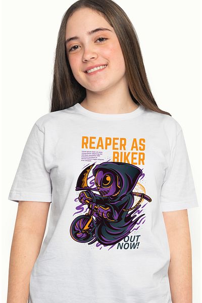 StoryGift Romania Tricou Femei Cu Moartea Cu Pelerina Si Gluga Neagra Pe Bicicleta, Coasa Ascutita WHT_L