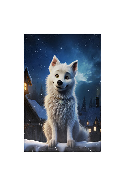 StoryGift Romania Tablou Canvas: Animal- Câine Alb În Cadru Iernatic- Fotogra...