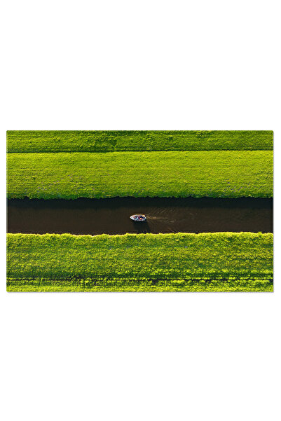 StoryGift Romania Tablou Canvas Vedere Aeriana A Unui Canal O Barca In Olanda Aerian, Canal, Barca, Olanda, Calat