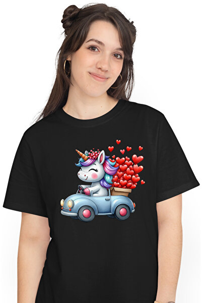 StoryGift Romania Tricou Femei cu un unicorn care conduce o masinuta, ilustra...