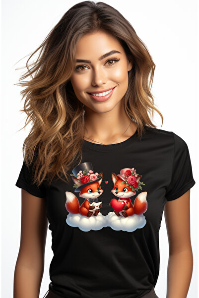 StoryGift Romania Tricou Femei cu o vulpe si un vulpoi, ilustratie, fericire,...