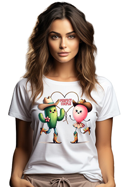 StoryGift Romania Tricou Femei cu un balon si un cactus cu mesajul "Perfect c...