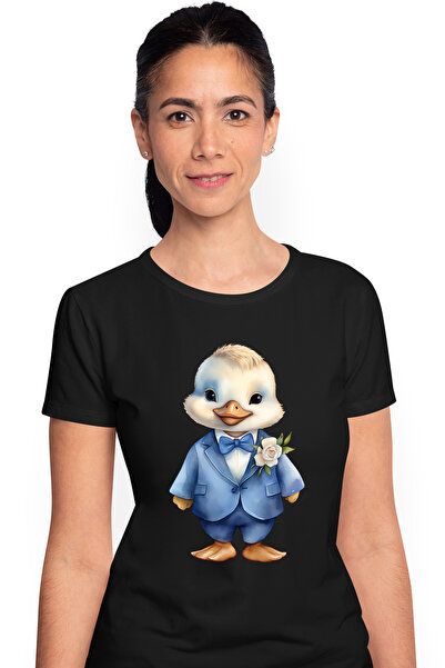 StoryGift Romania Tricou Femei cu o ratusca vesela la costum, ilustratie, tra...