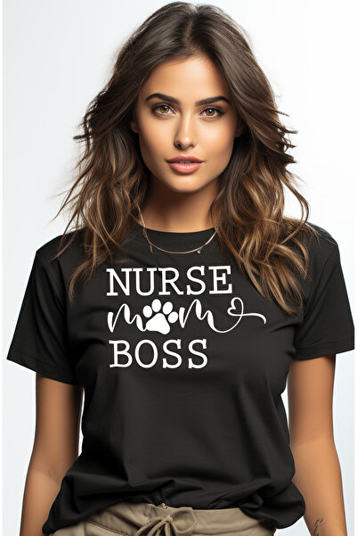 StoryGift Romania Tricou Femei cu textul in engleza "Nurse, mom, boss" - asis...