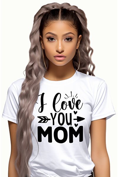 StoryGift Romania Tricou Femei cu inimioare si mesajul "I love you, mom" - te...