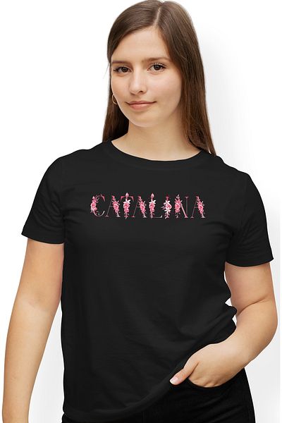 StoryGift Romania Tricou Femei Cu Numele Catalina, Floral, Colorat, Creativ, Frumos, Unicat, cu i BLK_L