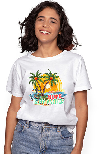 StoryGift Romania Tricou Femei cu mesajul "Hope is my anchor", vara, vacanta,...