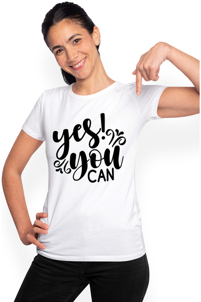StoryGift Romania Tricou Femei cu mesaj motivational "Yes! You can" - da tu p...