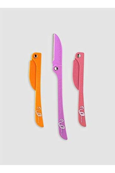 Feather Flamingo Razor for Women, 3 Pieces, Yellow/Pink/Purple, Multi-color