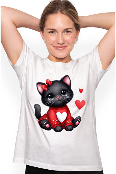 StoryGift Romania Tricou Femei cu o pisicuta neagra dragalasa, bluza groasa, ...