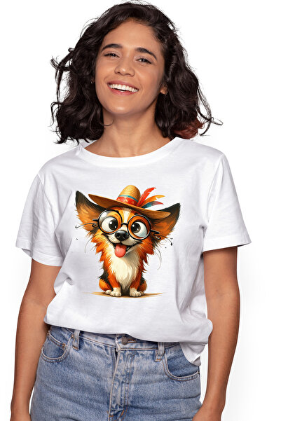 StoryGift Romania Tricou Femei cu un catel nebunatic, ilustratie, privire ciu...