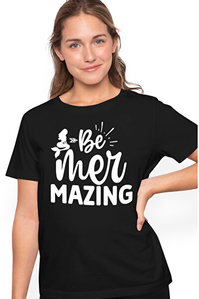 StoryGift Romania Tricou Femei cu sirena si mesajul "Be mer mazing" - fii uim...