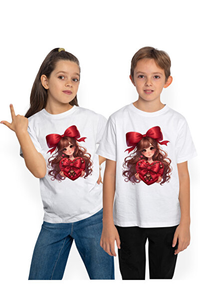 StoryGift Romania Tricou Copii Cu O Fetita Vesela Care Tine O Cutie Cu Bomboa...