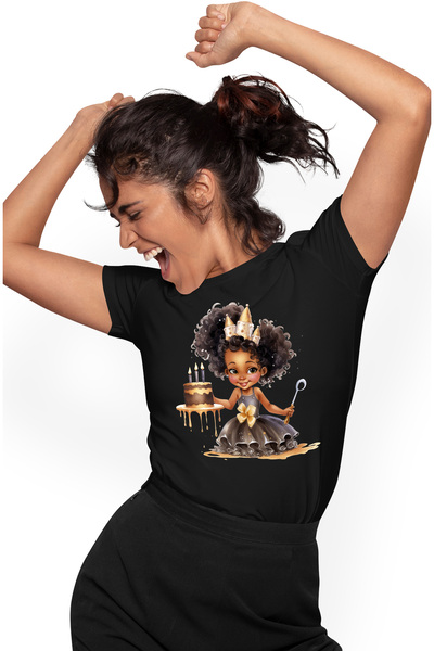 StoryGift Romania Tricou Femei cu o fetita de culoare, ilustratie, aniversare...