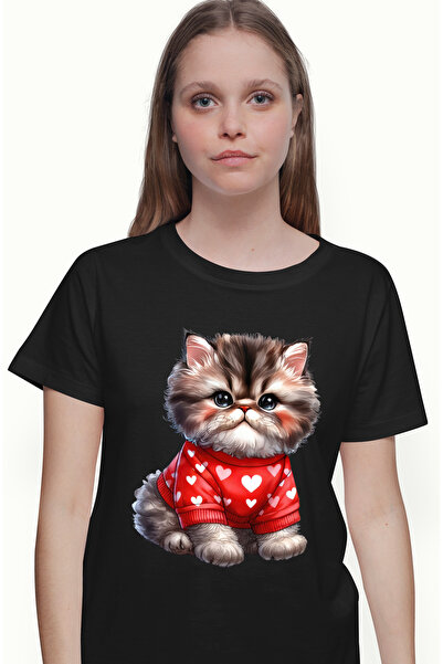 StoryGift Romania Tricou Femei cu o pisicuta grasuta si blanoasa, ilustratie,...