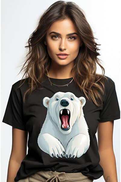 StoryGift Romania Tricou Femei cu un urs polar socat, ilustratie, a ramas cu ...