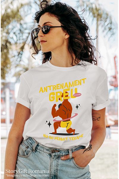 StoryGift Romania Women's T-shirt training hard I can't afford male therapy at the gym with Printed on WHT_M