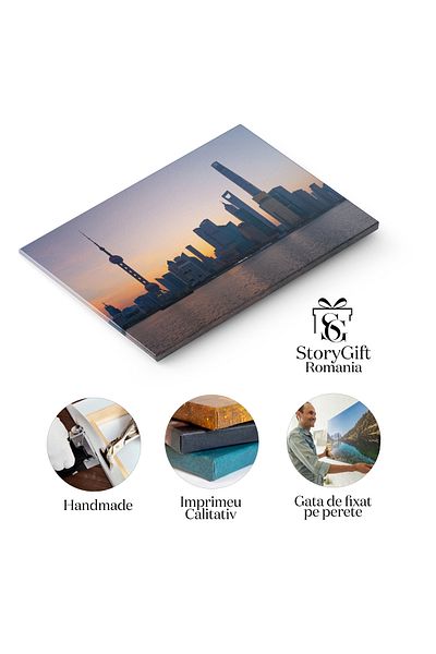 StoryGift Romania Canvas Print - Urban Splendor in Shanghai: Pudong, Office Buildings and Skyline with View