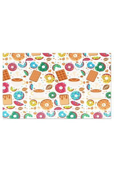 StoryGift Romania Canvas Print: Illustration of a Delicious Donut Next to a Coffee, in a Creative Presentation