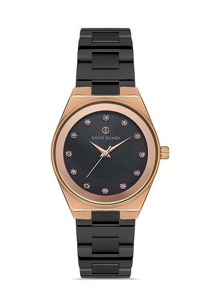 DAVID GUNER Rose Black Coated Black Dial Women's Wristwatch Dg-8372La-R2
