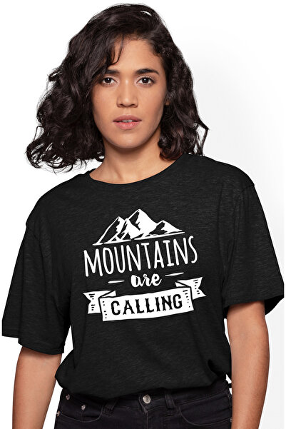 StoryGift Romania Tricou Femei cu munti si textul in engleza "Mountains are c...