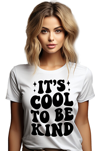 StoryGift Romania Tricou Femei cu textul in limba engleza "It's cool to be kind" - e smecher sa fi WHT_L