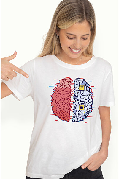 StoryGift Romania Tricou Femei Personalizata Creier VS Computer, Placa de Baz...