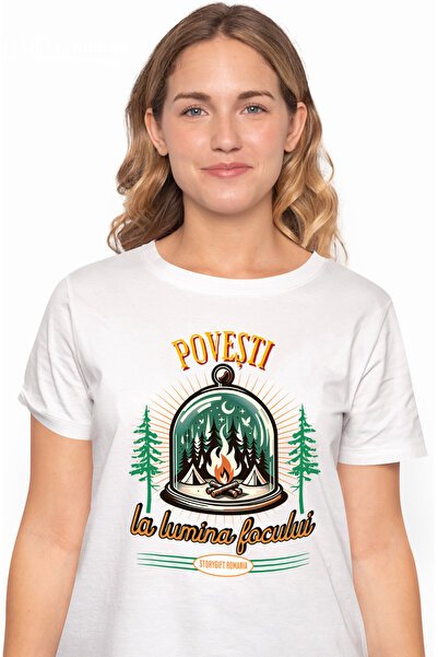 StoryGift Romania Tricou Femei foc de tabara povesti aventura lumina natura c...