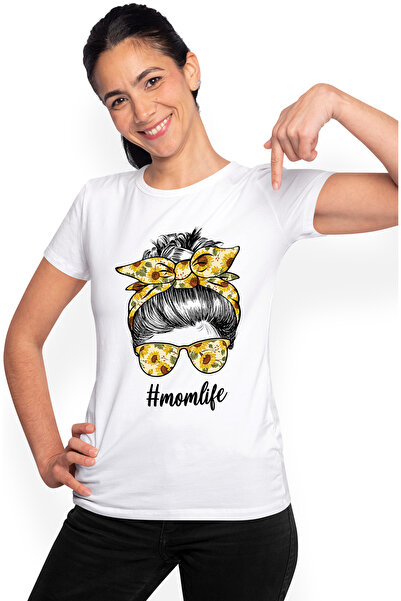 StoryGift Romania Tricou Femei cu mesajul "#Momlife", ilustratie, mama, viata...