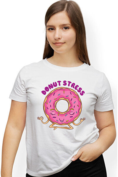 StoryGift Romania Tricou Femei Cu Gogoasa Glazurata Roz Stand In Pozitie De Y...