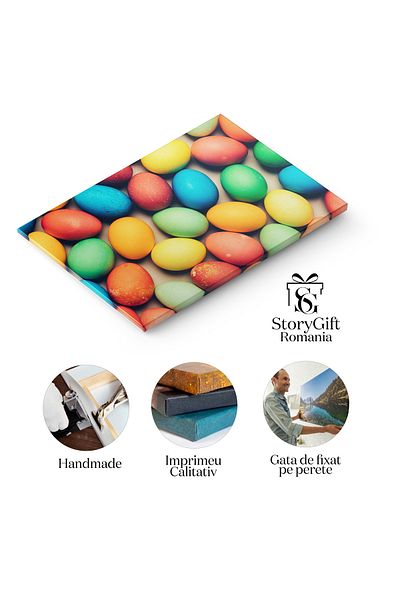 StoryGift Romania Tablou Canvas: Oua Colorate De Paste - Traditie, Sarbatoare, Culoare