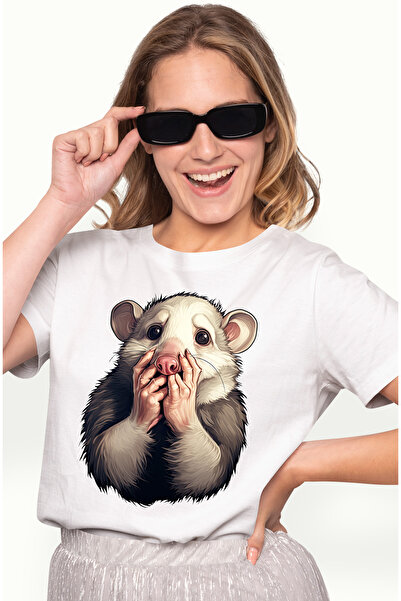 StoryGift Romania Tricou Femei cu un sobolan speriat, ilustratie, socat, nu i...