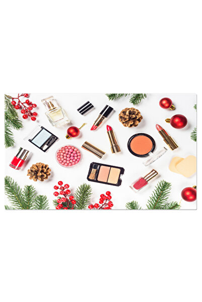 StoryGift Romania Tablou Canvas Cosmetice Profesionale De Machiaj Cu Decor De Craciun O Imagine Eleganta, Cu Acc