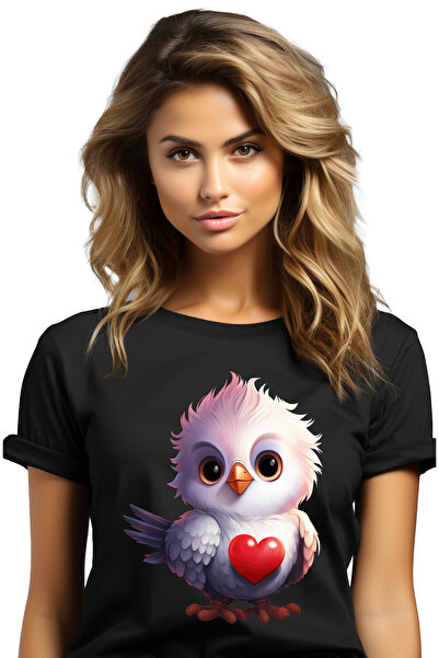 StoryGift Romania Tricou Femei cu un puisor care are o inimioara vizibila la ...