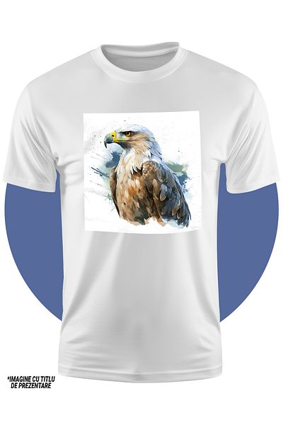 StoryGift Romania Tricou Copii Cu Un Vultur Serios, Ilustratie, Fundal Alb, Pete De Culoare, Abstract, De La