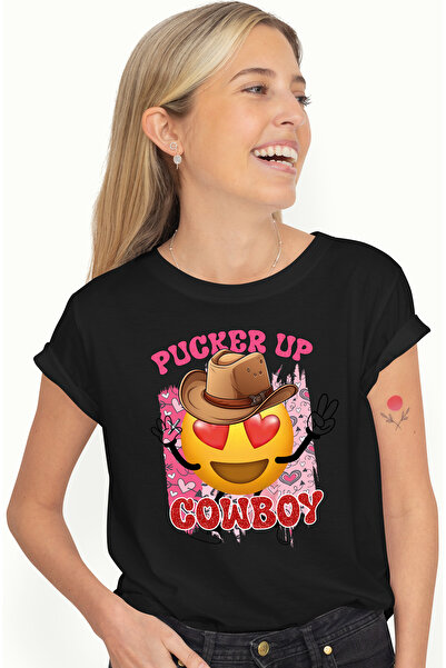 StoryGift Romania Tricou Femei cu un emoji cu ochii in forma de inimi cu mesa...