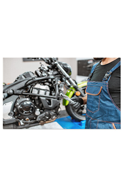 StoryGift Romania Tablou Canvas Mecanic Reparand Motocicleta Atelier, Reparat...