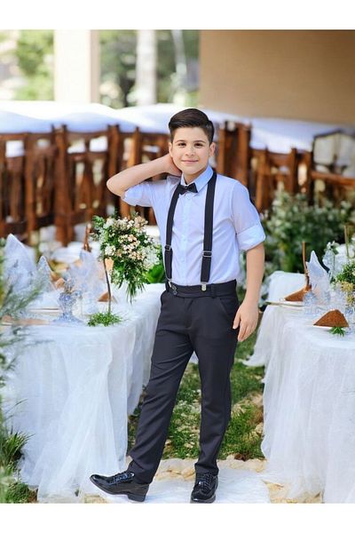 N.S.K NEWSTAR KİDS Boy's Suit with Bow Tie and Strap Shirt