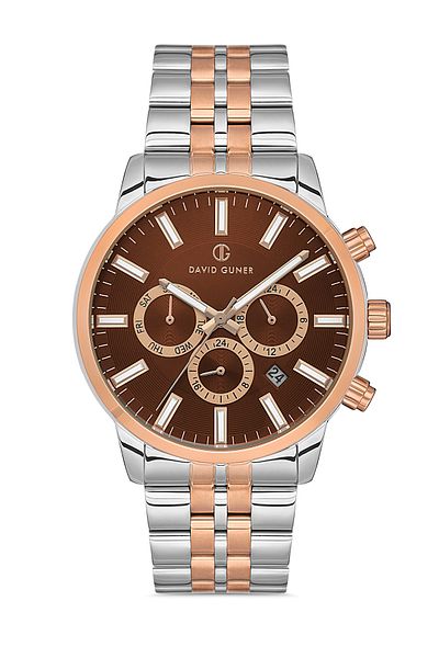 DAVID GUNER Rose White Coated Brown Dial Men's Wristwatch Dg-8449Ga-E6