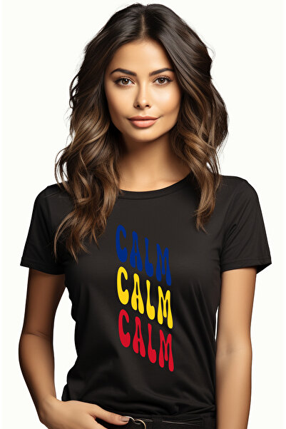 StoryGift Romania Tricou Femei Cuvantul Calm, in Culorile Steagului Romaniei,...