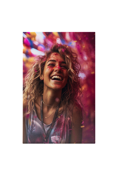 StoryGift Romania Tablou Canvas: Libertatea In Culoare Portret Dinamic Femeie Blonda Acoperita De Praf Colorat -