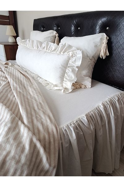 Kubrahobi Linen Filled Long Pillow 2 Pieces 50 X 50 Throw Pillow Case Set