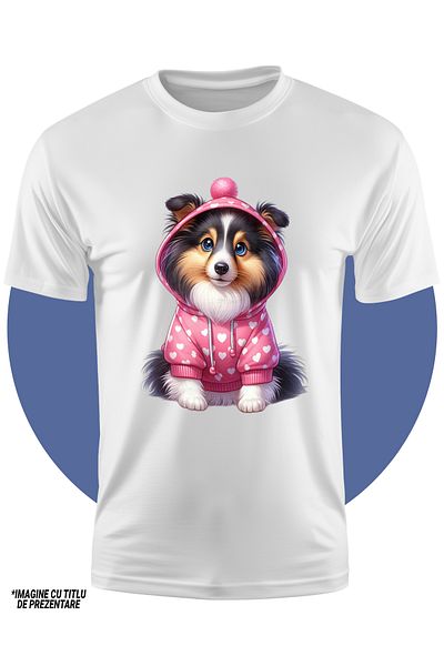StoryGift Romania Tricou Copii Cu Un Catelus Jucaus Care Poarta Un Hanorac Cu Inimioare, Ilustratie, Curiozi
