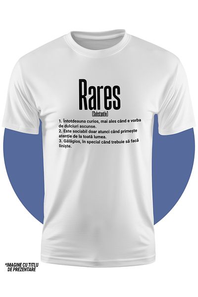 StoryGift Romania Tricou Copii Baieti Cu Numele Rares, Cu Mesaj Amuzant, Curios, Sociabil, Galagios 100% Bum