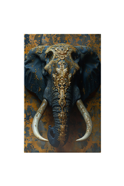 StoryGift Romania Tablou Canvas Masca De Elefant Cu Modele Desenate Poleite În Design Auriu Prinsă Pe Perete , Pi