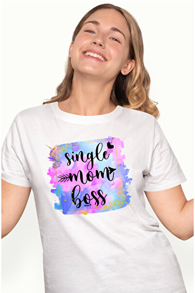 StoryGift Romania Tricou Femei cu mesajul "Single Mom Boss", ilustratie, mama...
