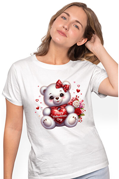 StoryGift Romania Tricou Femei cu un ursulet de plus, imbujorat, flori, trand...