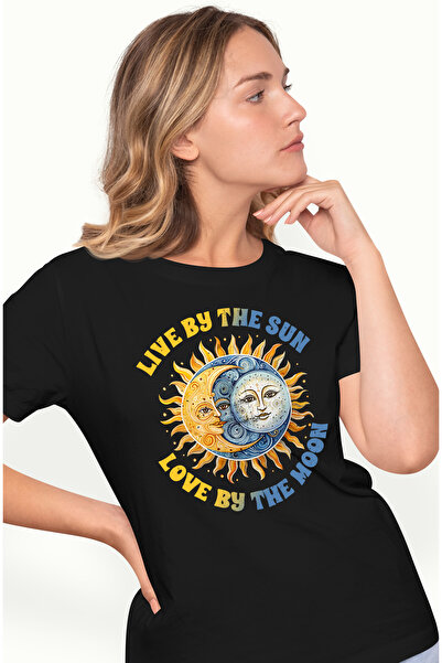 StoryGift Romania Tricou Femei cu mesajul "Live by the sun, love by the moon"...