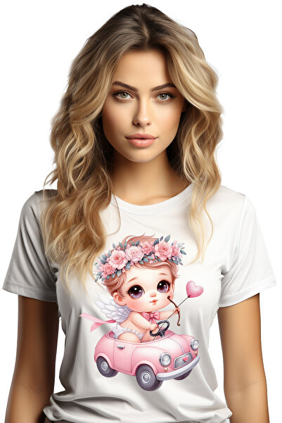 StoryGift Romania Tricou Femei cu un bebelus Cupidon care se plimba cu o masi...